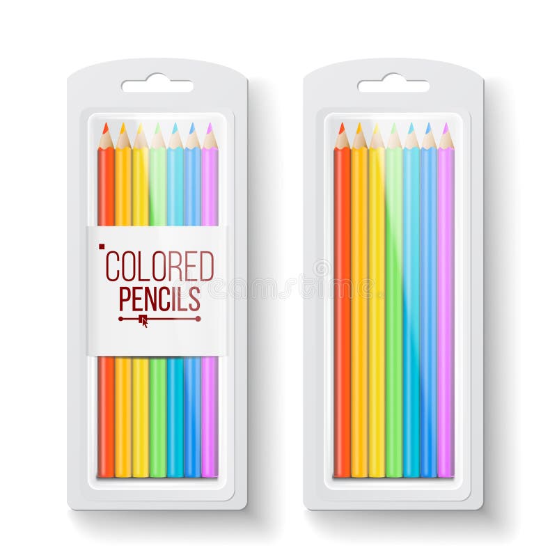 Download Colored Pencils Packaging Vector. Top View. Pencil Box Mock Up. Branding Design. Isolated ...