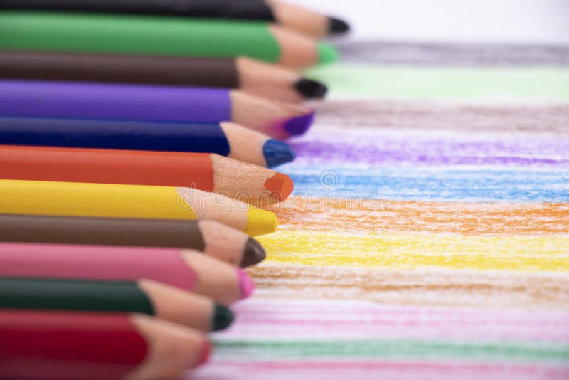 Colored Pencils and Painted Paper Stock Image Image of colo, yellow 209253183