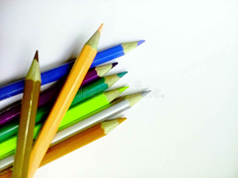 Colored Pencils on the Paper Stock Image Image of childrens, kinder