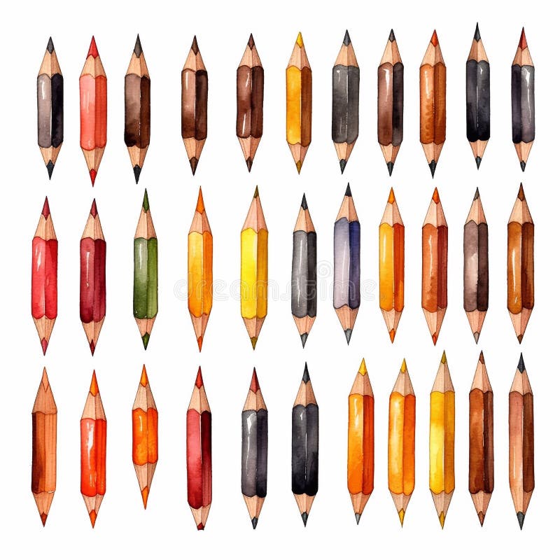 Cartoon Set Colored Wood Pencils Stock Illustrations 461 Cartoon Set