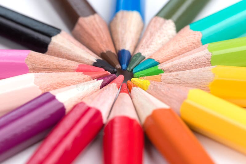 Colored Pencils Stacked in a Circle Stock Photo Image of wooden