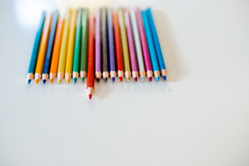 Colored pencils on white stock image. Image of artistic 178395973