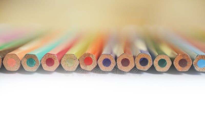 Colored pencils on white background royalty free stock image