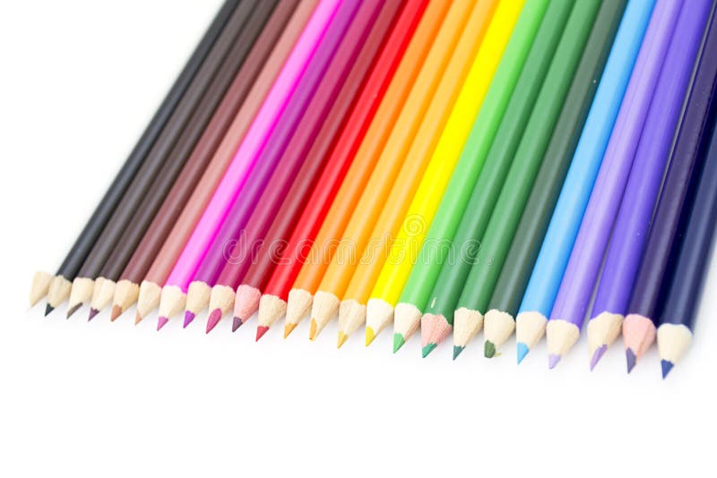 Colored Pencils on white stock photo. Image of draw, artist 30068202
