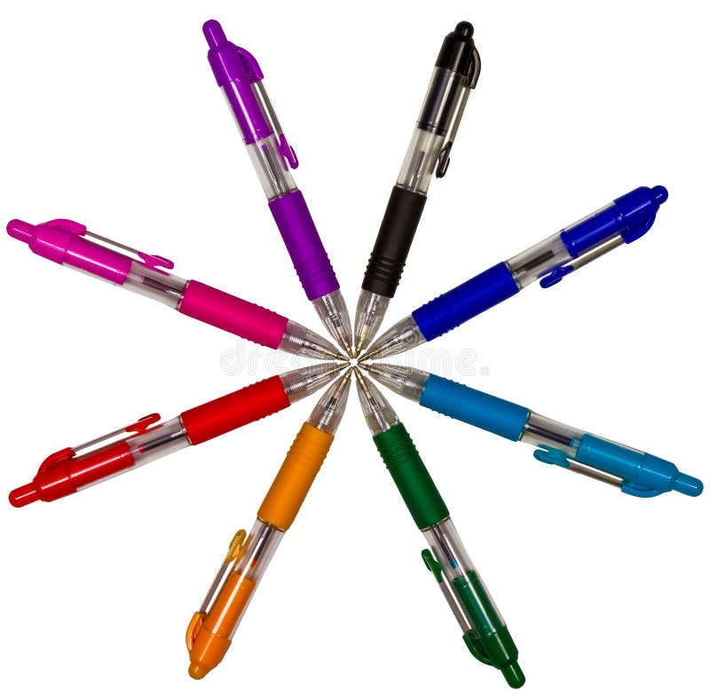 Colored pens in a circle royalty free stock images Colored pens in a circle royalty free stock images
