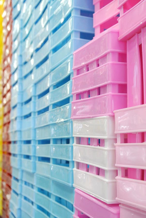 Colored plastic boxes stock image. Image of pink, logistic 89009447