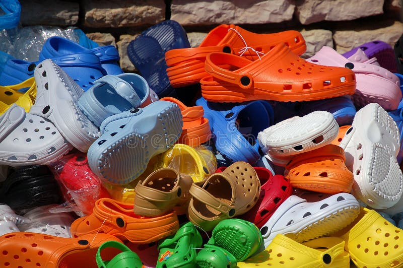 Plastic Clogs Near the Swimming Pool. Stock Photo - Image of flip ...