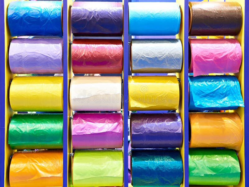 Colored Plastic Films in Rolls Stock Photo Image of roll, package
