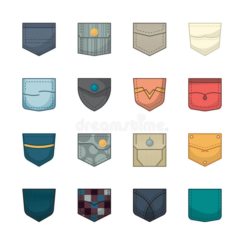 Colored Pockets. Patches and Fabric Pockets for Clothes Bags Shirt ...