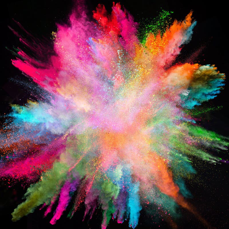 Colored Powder Explosion on Black Background. Stock Image Image of