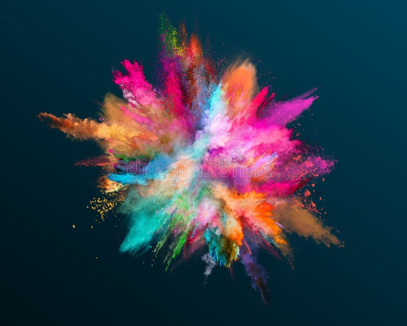 Colored Powder Explosion on White Background. Stock Image - Image of ...