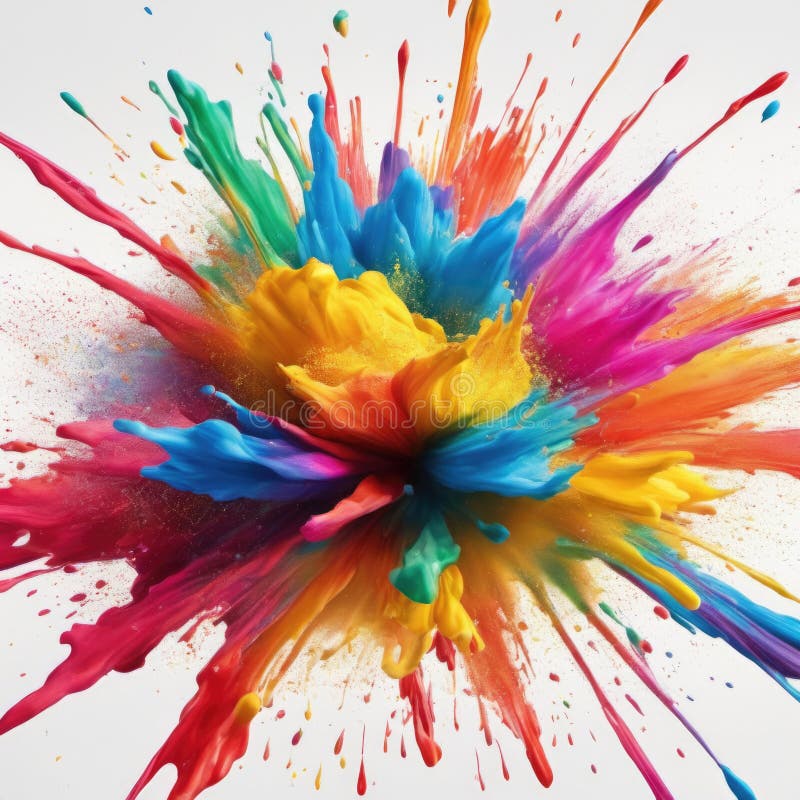 Colored Powder Explosion on a White Background. Colorful Explode. Paint ...