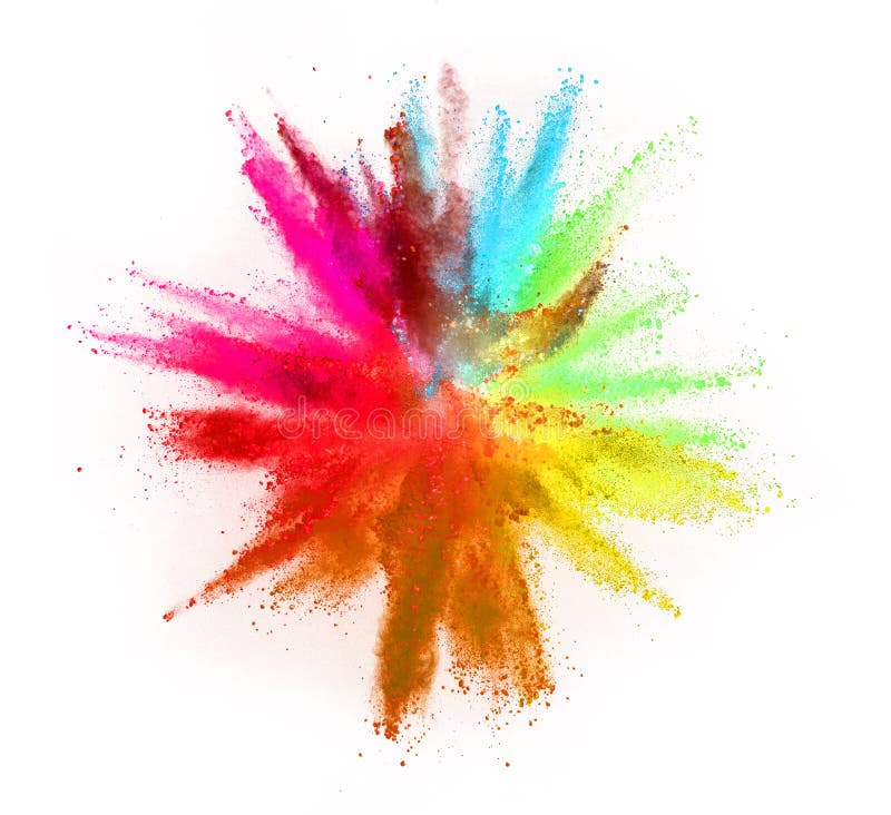 Colored Powder Explosion on White Background Stock Image Image of