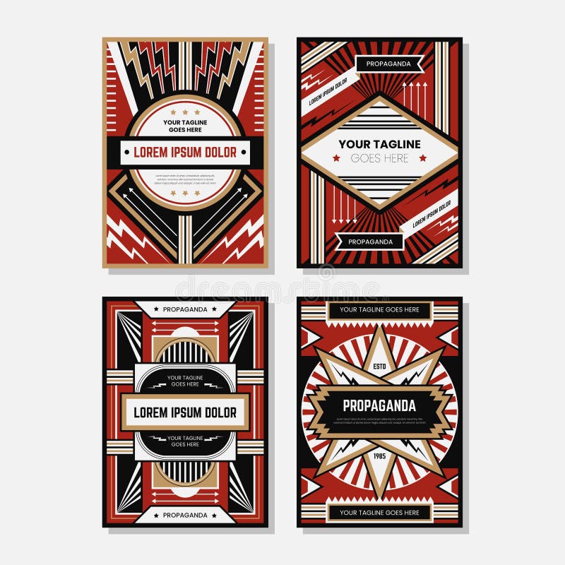 COLORED PROPAGANDA POSTER DESIGN TEMPLATE COLLECTIONS royalty free illustration