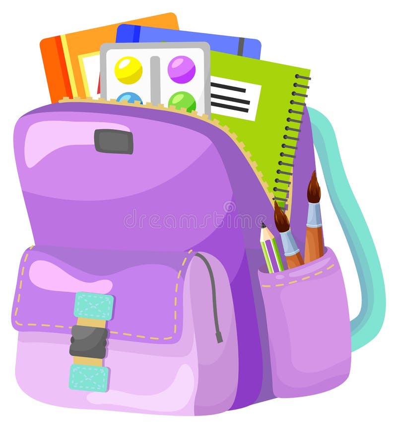 Satchel packed with school supplies, college or - Stock Illustration  [68906521] - PIXTA