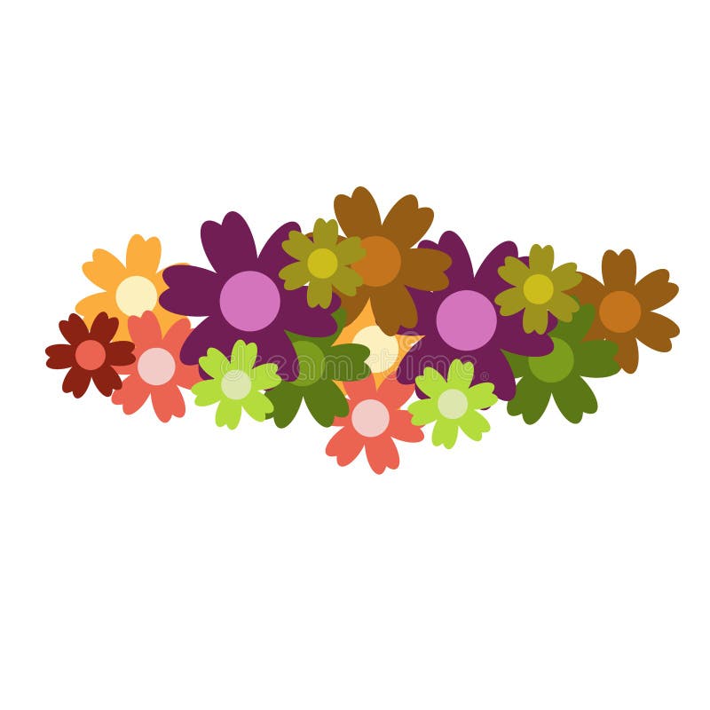 Download Colored Simple Flower Bouquet In Flat Style Stock ...