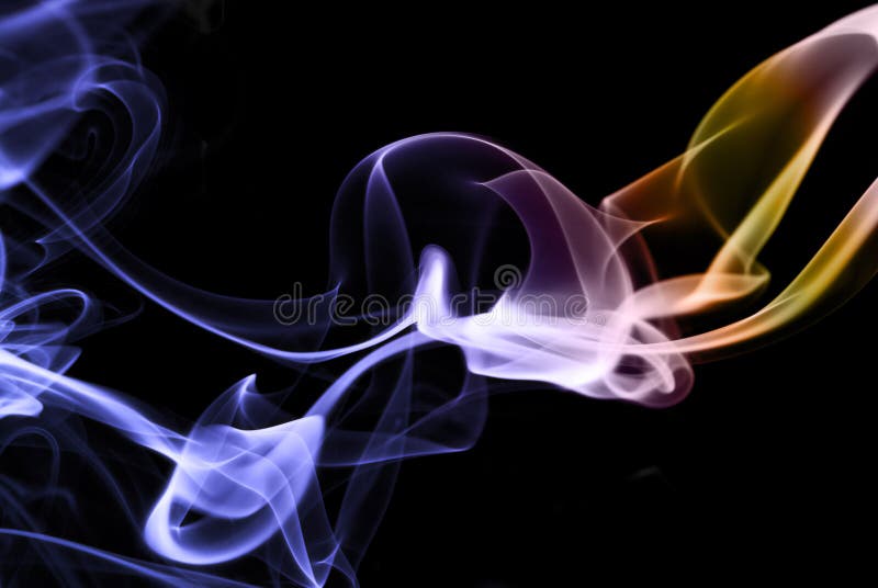 Colored smoke abstract on black, horizontal