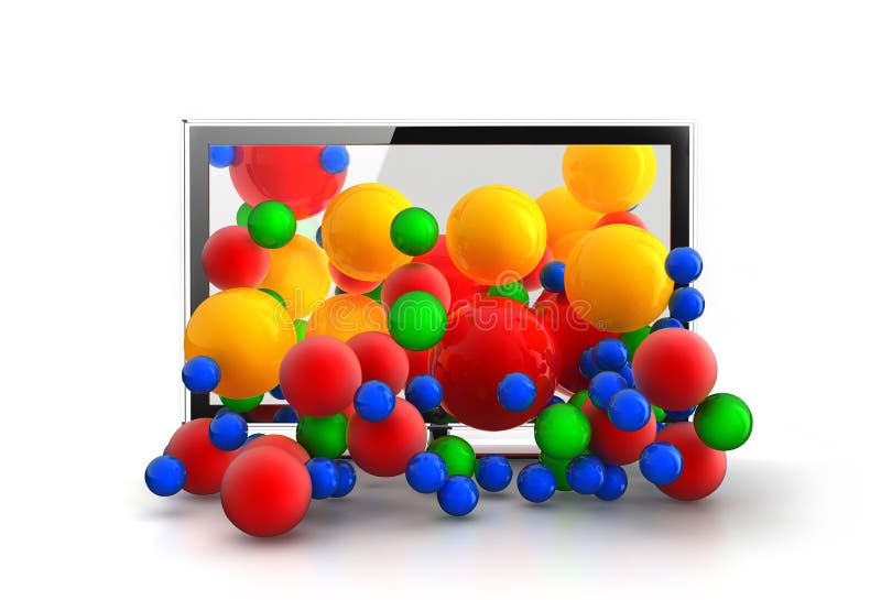 Colored spheres falling from 3D space