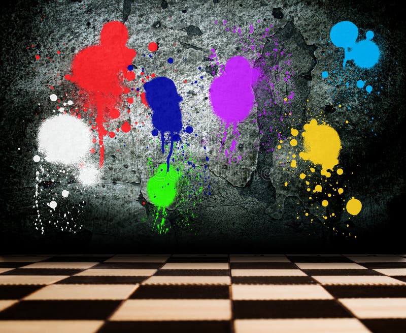 Colored Spray Paint on the Wall. Stock Image Image of background