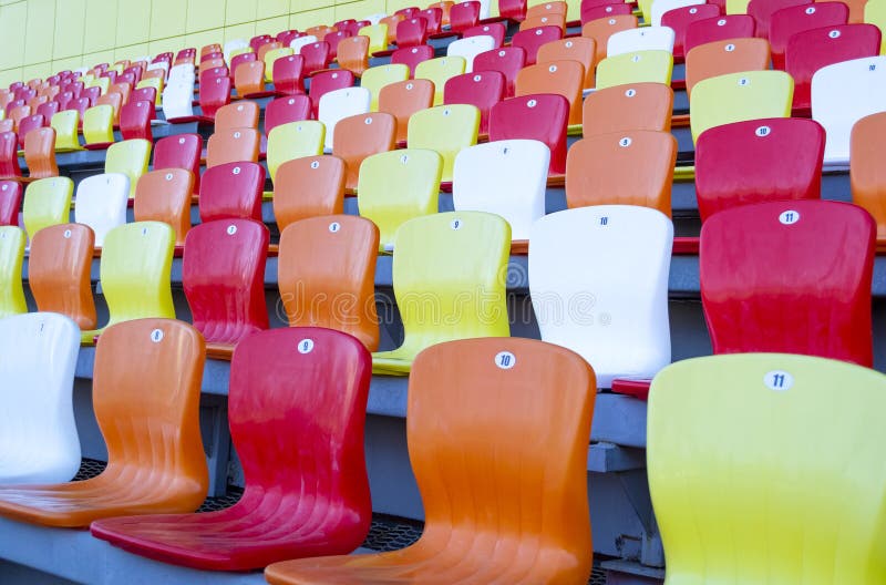 Colored Stadium Seats in a Row Stock Image Image of soccer, game