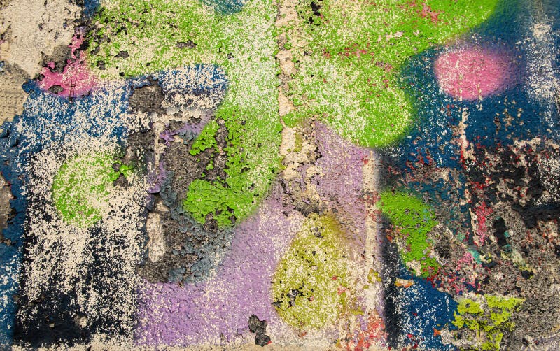 Colored Stains of Old Paint on a Concrete Surface Stock Photo Image