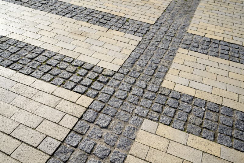 Colored Stone Pavers, Street Tiles with Patterns and Ornaments Stock