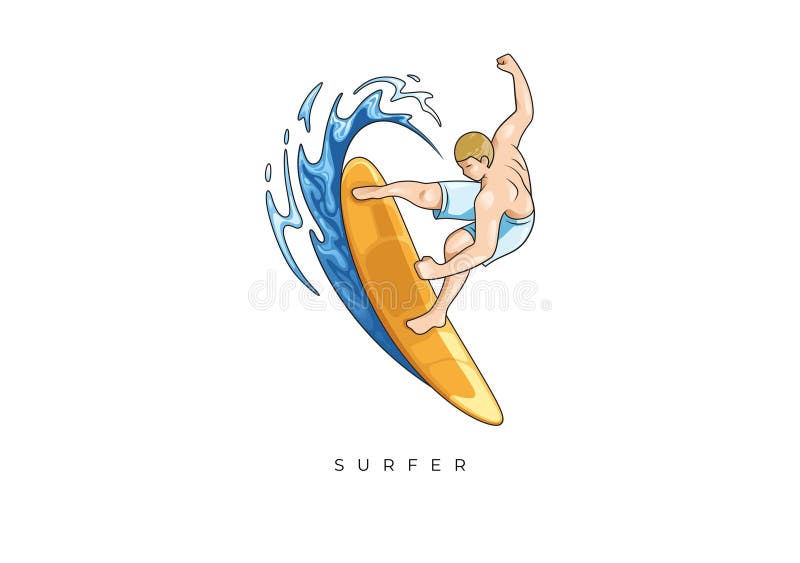 COLORED ILLUSTRATION SURFER STOCK, SURFER GUY SURFING ON THE WAVE royalty free illustration