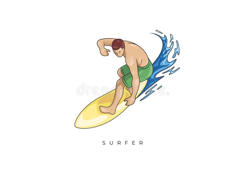 COLORED ILLUSTRATION SURFER STOCK, SURFER GUY SURFING ON THE WAVE vector illustration