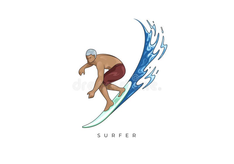 COLORED ILLUSTRATION SURFER STOCK, SURFER GUY SURFING ON THE WAVE vector illustration
