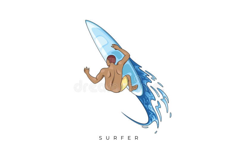 COLORED ILLUSTRATION SURFER STOCK, SURFER GUY SURFING ON THE WAVE vector illustration
