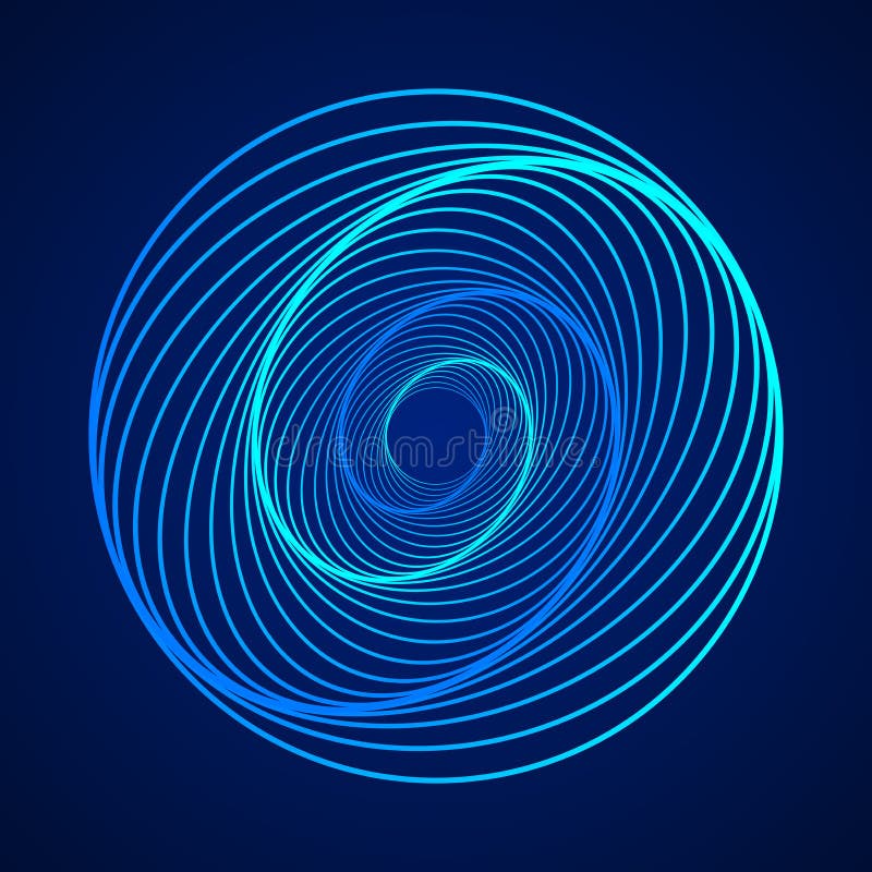 Colored swirling lines sphere shape. Vector twisted wireframe geometric element. Abstract symbol consisting of rings. Technology stock illustration