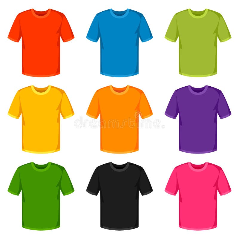 Colored T-shirts Templates. Set of Promotional and Advertising Clothes ...