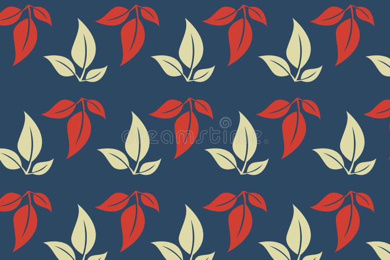 Colored Tea Leaf Pattern on Blue Background. Different Color Stock