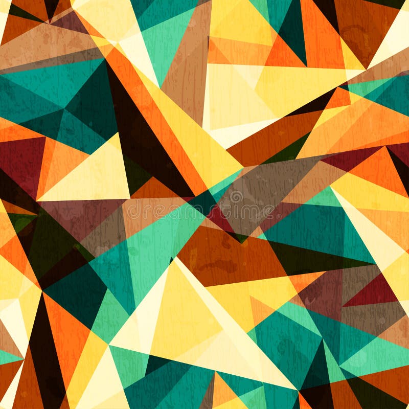 Colored triangle seamless texture with wood effect royalty free illustration