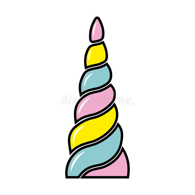 Colored Unicorn Horn. Color Isolated Vector Illustration in Cartoon ...