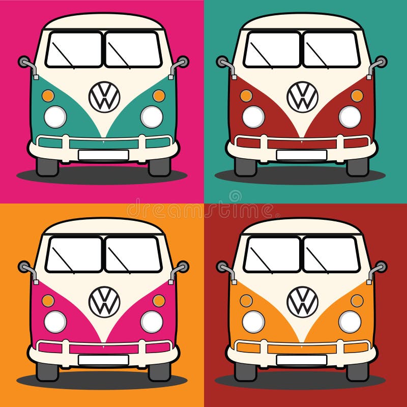 VW Camper Van Pop Art Andy Warhol Style Glossy Vector Illustration ...