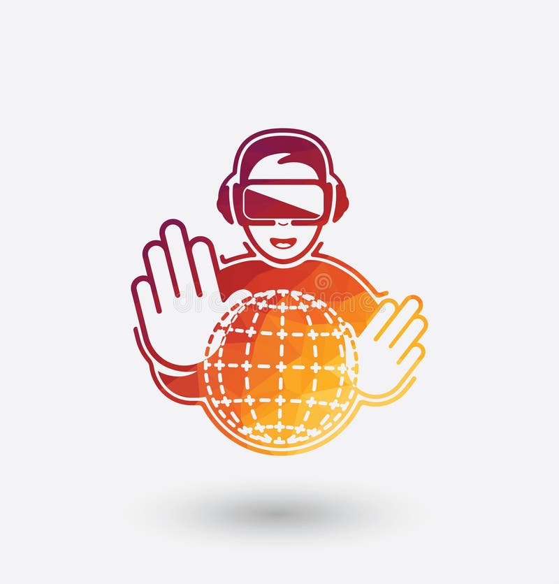 Colored Virtual Reality Headset Icon on White Background. Stock Vector