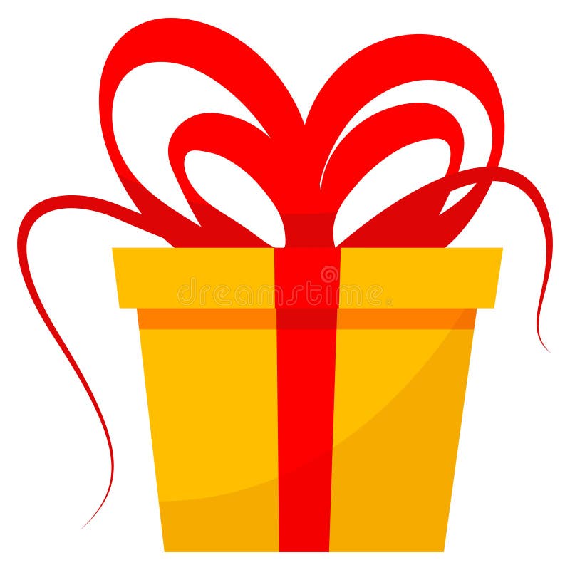 Colored Voluminous Gift Box with Ribbon. Holiday Gift Box. Vector