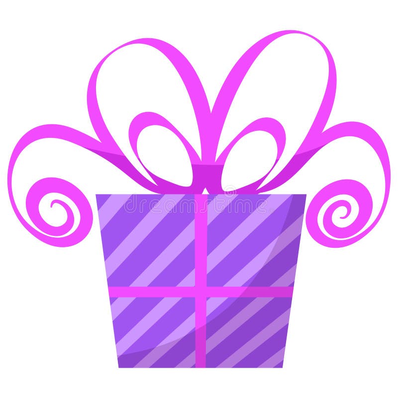 Colored Voluminous Gift Box with Ribbon. Holiday Gift Box. Vector