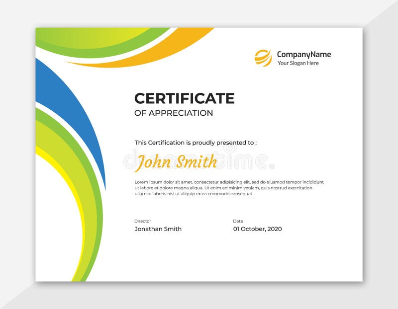 Colored Waves Certificate Design Template vector illustration