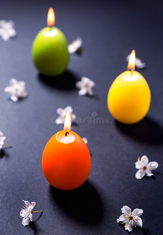 Colored Wax Candles Shape Easter Egg Flowers Stock Photos Free