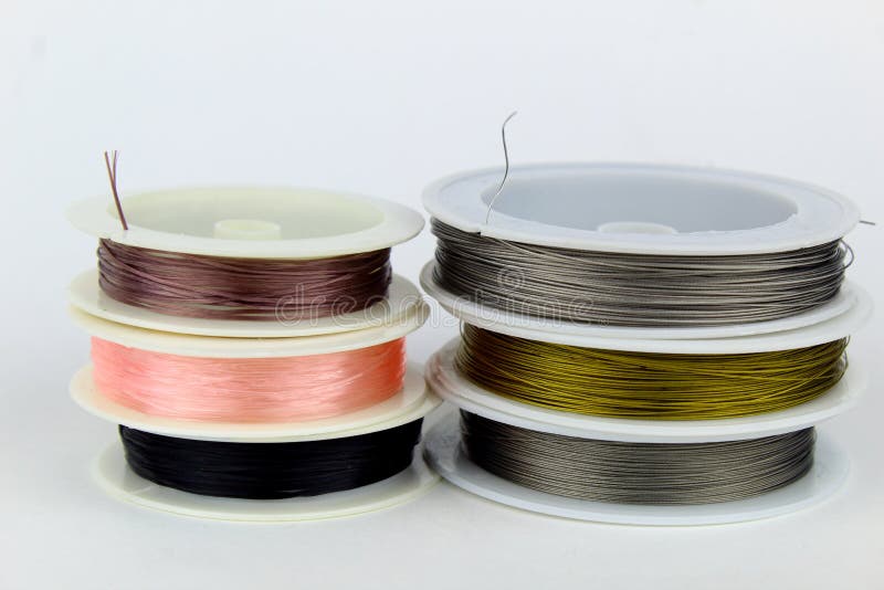 Colored Wire for Making Jewelry from Natural Stones and Natural Materials. Stock Image Image