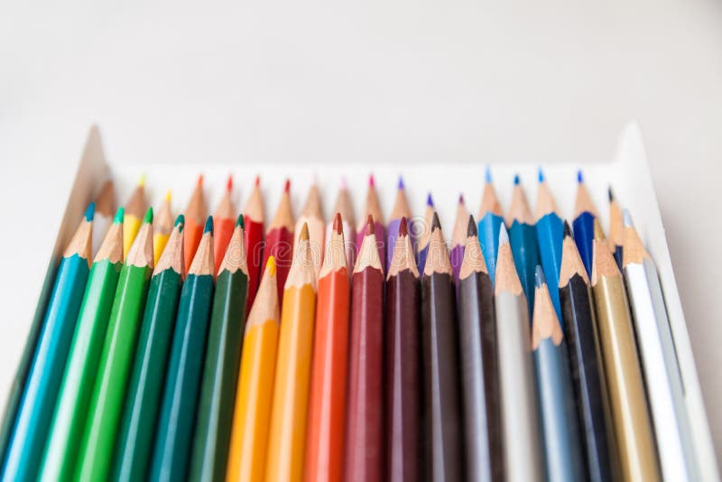 Colored wooden crayon set stock image. Image of drawing 86665021