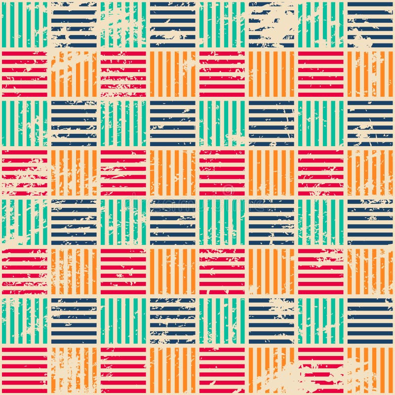 Colored woven seamless pattern with grunge effect vector illustration