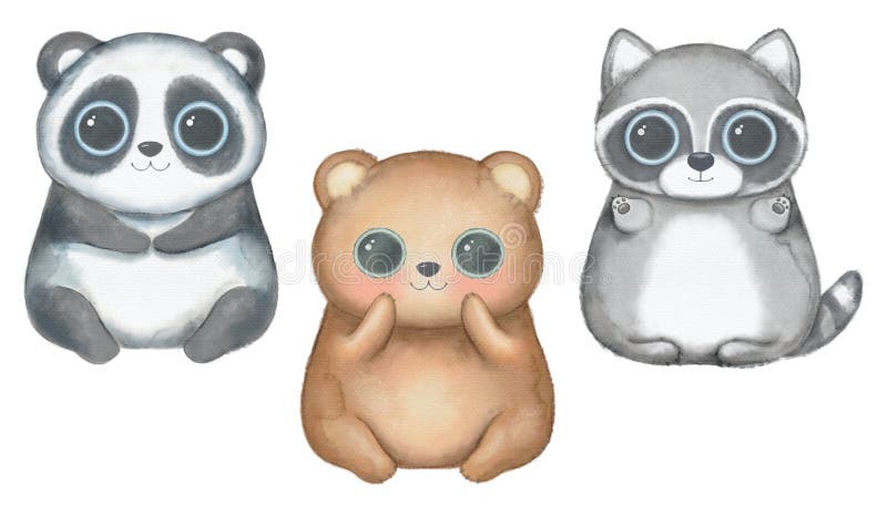 Colores De Agua Con Dibujos Animados Kawaii Adorables Oso, Panda Y Mapache Stock de ilustración - Ilustración de siéntese, arte: 165851655 Colores De Agua Con Dibujos Animados Kawaii Adorables Oso, Panda Y Mapache Stock de ilustración - Ilustración de siéntese, arte: 165851655