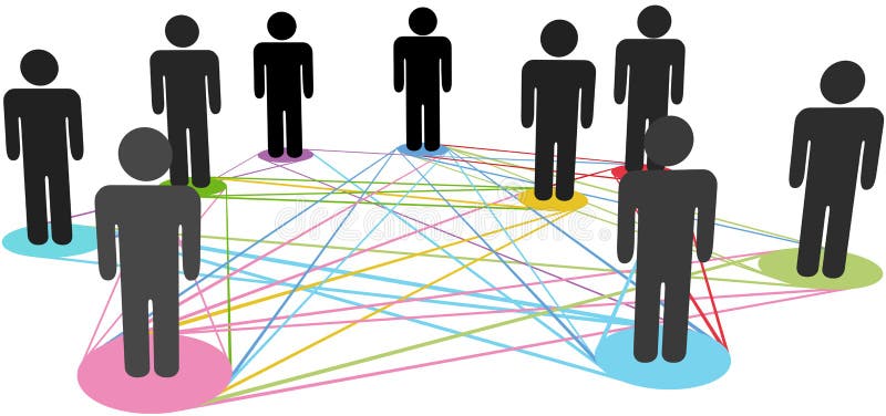 Colorez le gens d'affaires de social de réseau de connexions