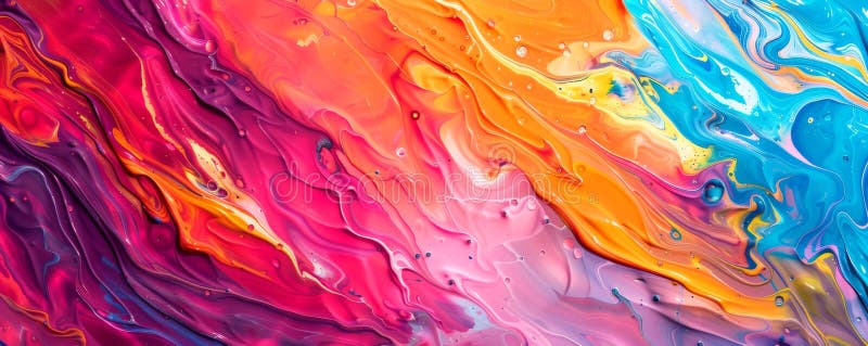 Fond colorat de vopsea acrilică abstractă cu modele vibrante de rotire stock photo