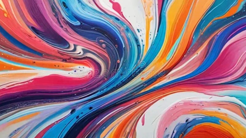 Colorful abstract acrylic painting. Natural dynamic mixture of colors flow background. stock illustration