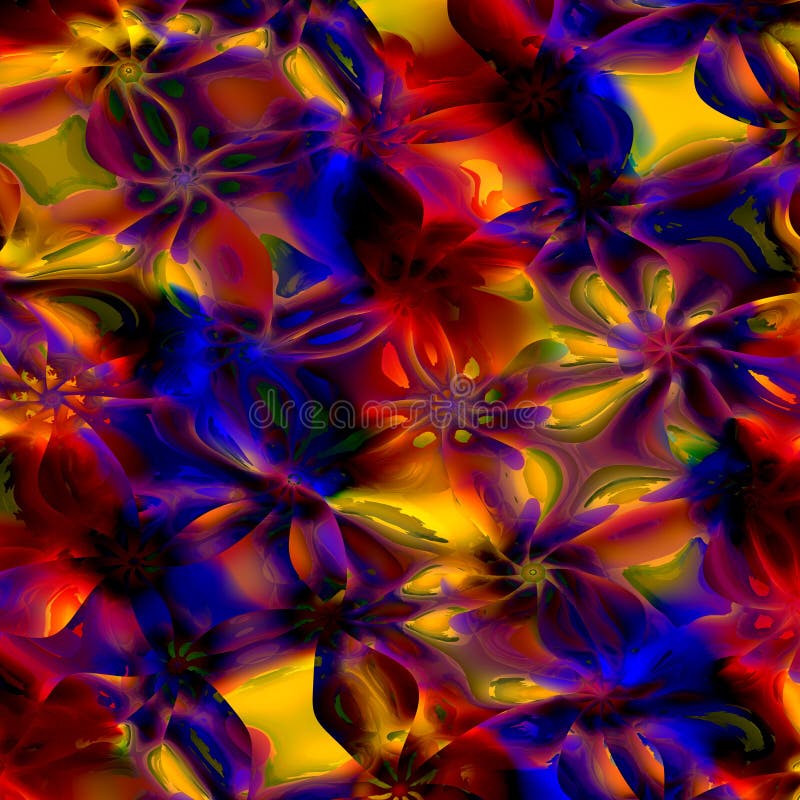 Colorful Abstract Art Background. Computer Generated Floral Fractal Pattern. Digital Design Illustration. Creative Colored Image.