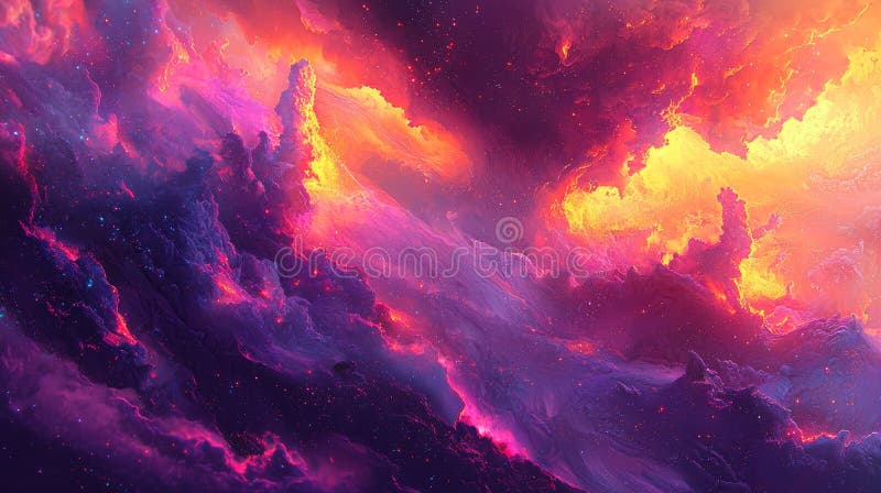 Colorful Abstract Art with Intricate Cloud Patterns stock illustration